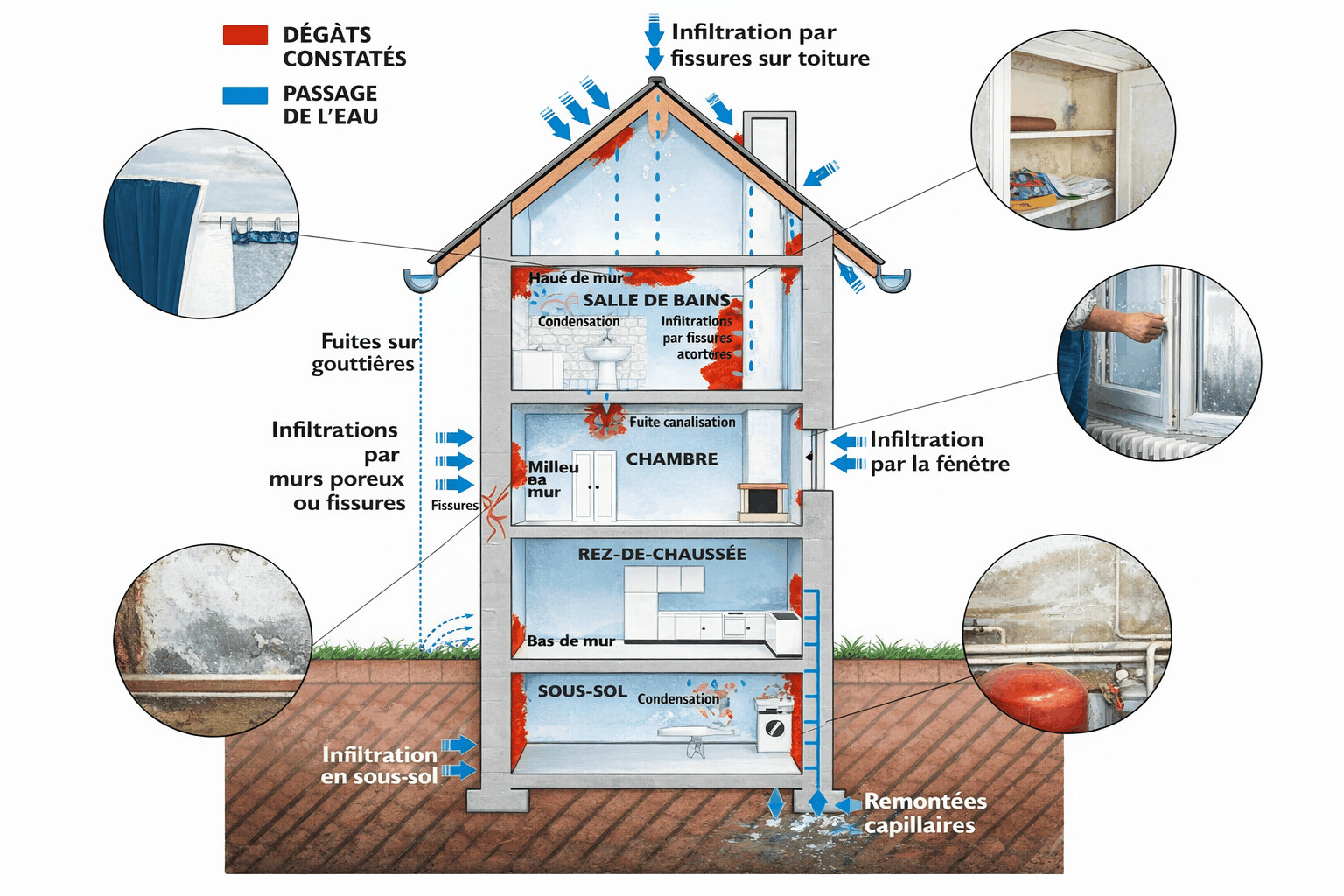 Schéma expliquant le cycle de l'humidité